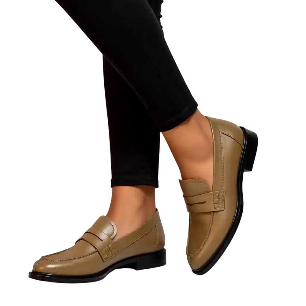 Geox Ultra Comfort Tan Leather Penny Loafers Lug Sole Shoes Womens 40 US 9.5
